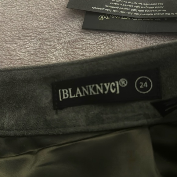 BLANK NYC 100% Genuine Leather/Suede MIDI Skirt w Front Slit Sage Green (24) NWT - Picture 7 of 12